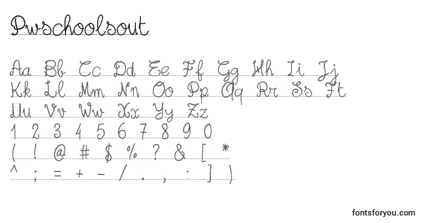 Czcionka Pwschoolsout – alfabet, cyfry, specjalne znaki