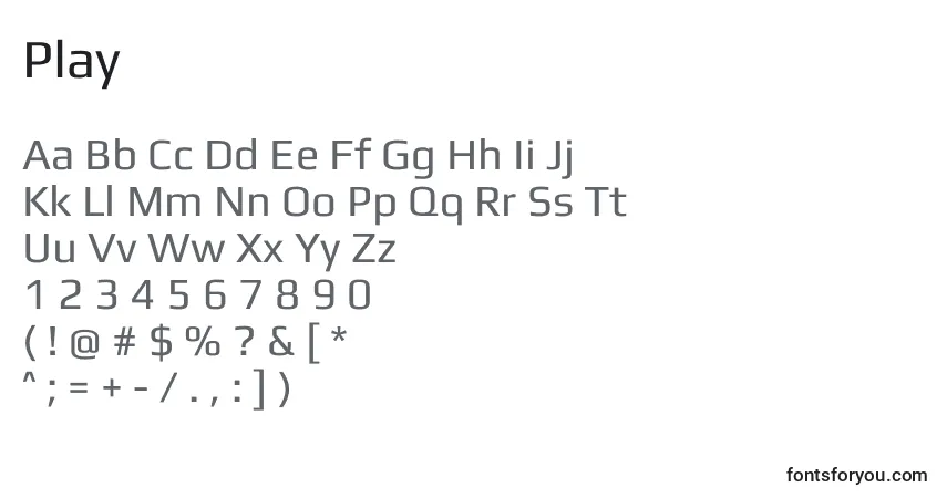 Fuente Play - alfabeto, números, caracteres especiales