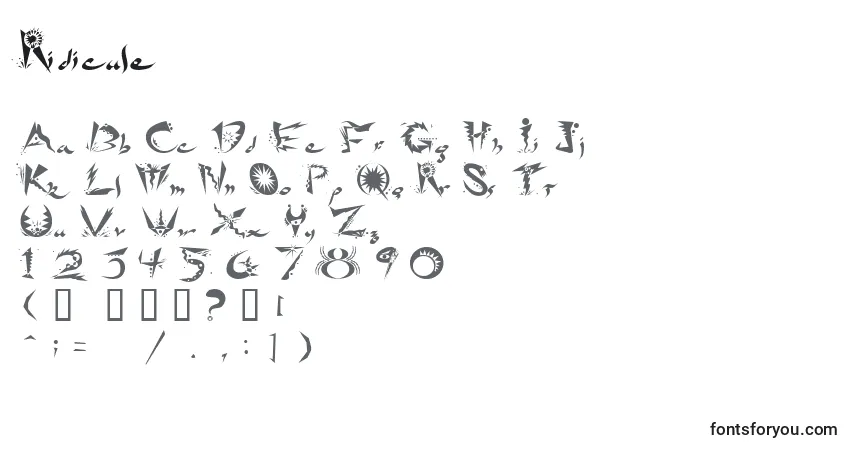 A fonte Ridicule – alfabeto, números, caracteres especiais