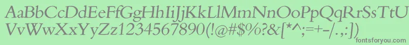 フォントObliquaromana – 緑の背景に灰色の文字