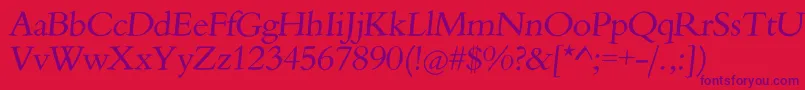 Obliquaromana Font – Purple Fonts on Red Background