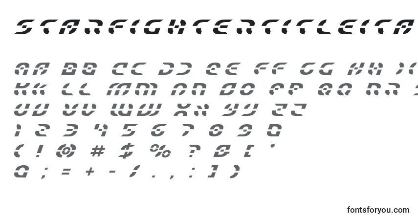 Шрифт Starfightertitleital – алфавит, цифры, специальные символы