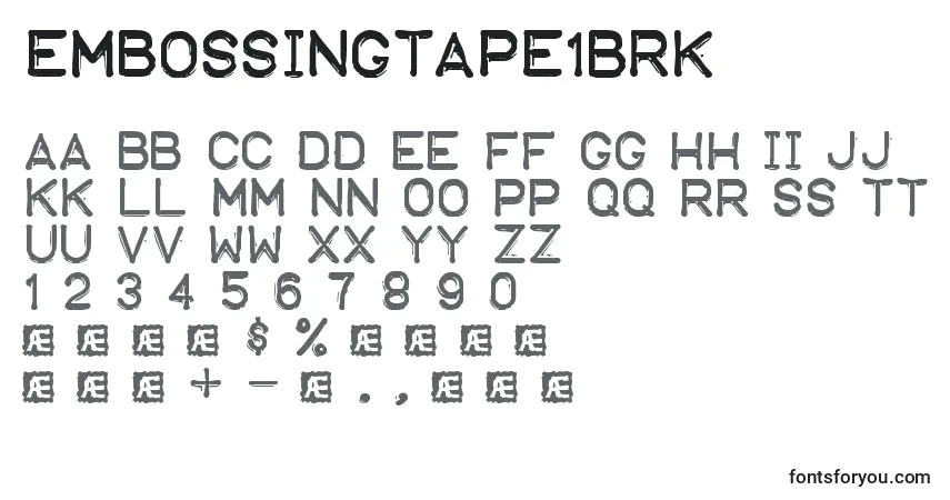 EmbossingTape1Brk Font – alphabet, numbers, special characters