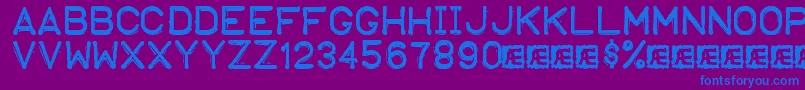 EmbossingTape1Brk Font – Blue Fonts on Purple Background