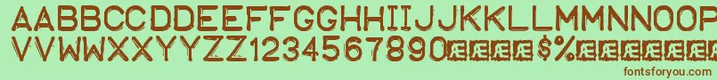 EmbossingTape1Brk Font – Brown Fonts on Green Background