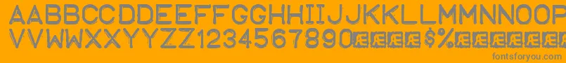 EmbossingTape1Brk-Schriftart – Graue Schriften auf orangefarbenem Hintergrund