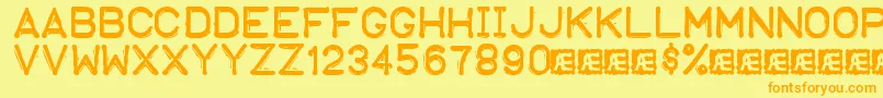 EmbossingTape1Brk Font – Orange Fonts on Yellow Background