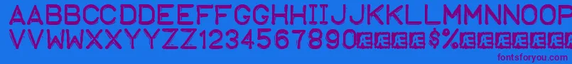 EmbossingTape1Brk Font – Purple Fonts on Blue Background