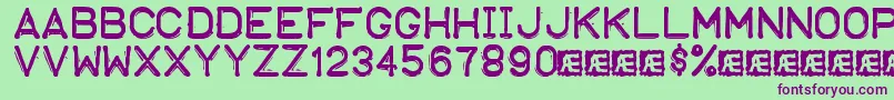 EmbossingTape1Brk Font – Purple Fonts on Green Background