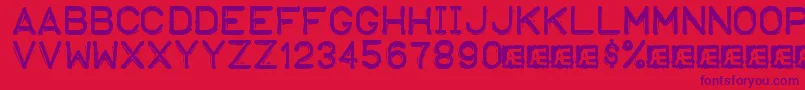 EmbossingTape1Brk Font – Purple Fonts on Red Background