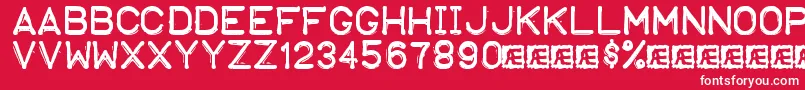 EmbossingTape1Brk Font – White Fonts on Red Background