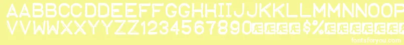 EmbossingTape1Brk Font – White Fonts on Yellow Background