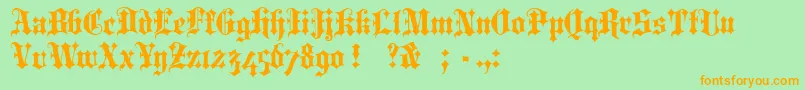 Portcullion-Schriftart – Orangefarbene Schriften auf grünem Hintergrund