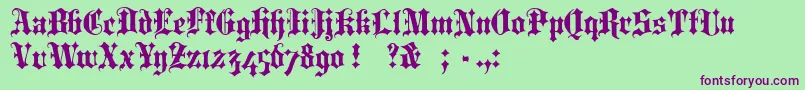 Portcullion Font – Purple Fonts on Green Background