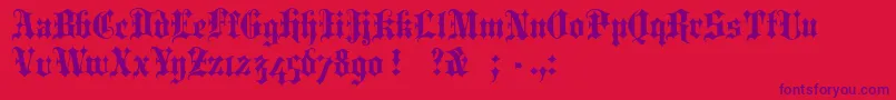 Portcullion-Schriftart – Violette Schriften auf rotem Hintergrund