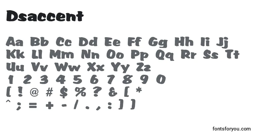 A fonte Dsaccent (98149) – alfabeto, números, caracteres especiais