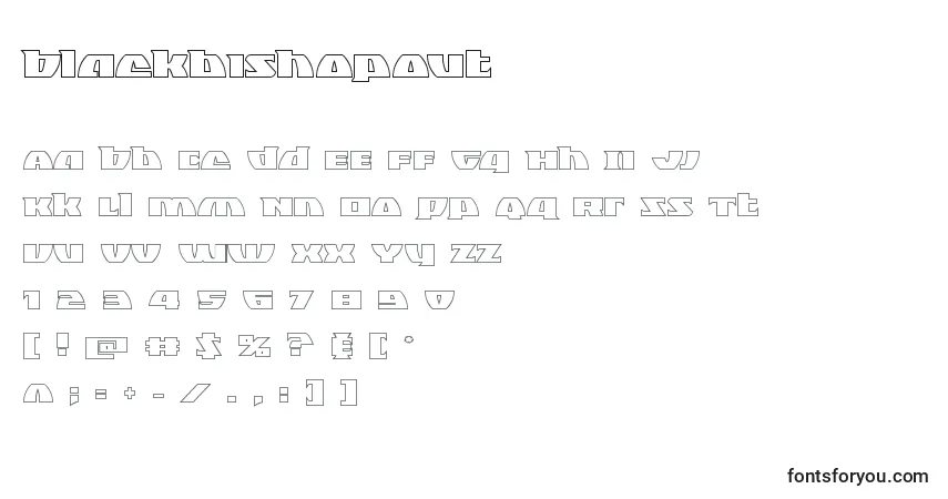 A fonte Blackbishopout – alfabeto, números, caracteres especiais
