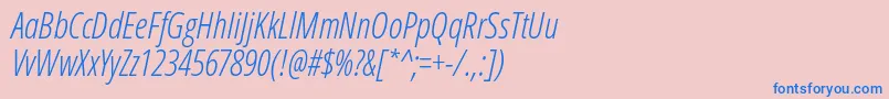 フォントOpenSansCondensedLightItalic – ピンクの背景に青い文字