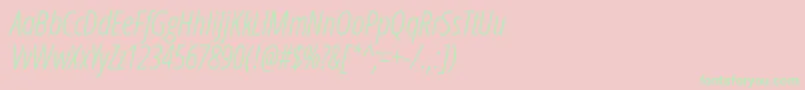 OpenSansCondensedLightItalic-Schriftart – Grüne Schriften auf rosa Hintergrund