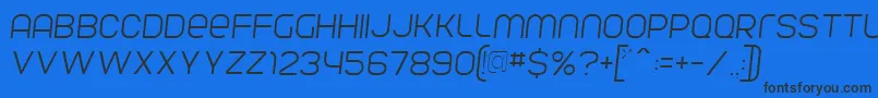 フォントParvoflavinLightSkew – 黒い文字の青い背景