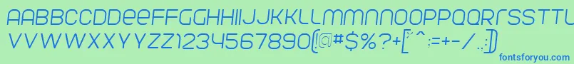ParvoflavinLightSkew-fontti – siniset fontit vihreällä taustalla