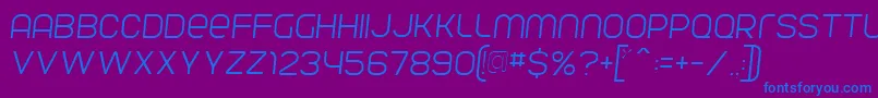 フォントParvoflavinLightSkew – 紫色の背景に青い文字