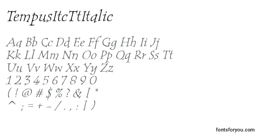TempusItcTtItalicフォント–アルファベット、数字、特殊文字