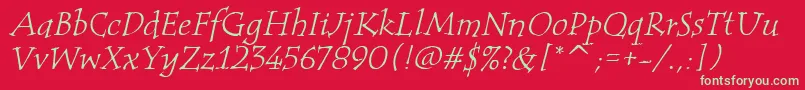 フォントTempusItcTtItalic – 赤い背景に緑の文字