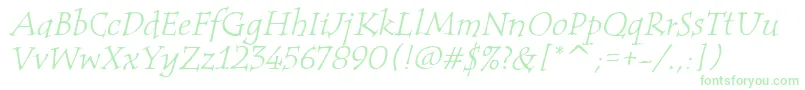 TempusItcTtItalic-Schriftart – Grüne Schriften