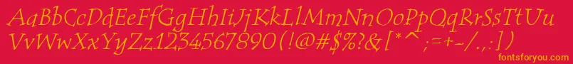 TempusItcTtItalic Font – Orange Fonts on Red Background