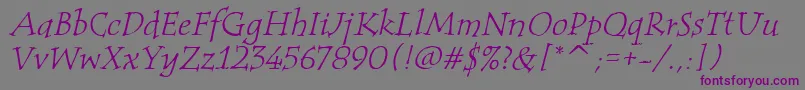 TempusItcTtItalic Font – Purple Fonts on Gray Background