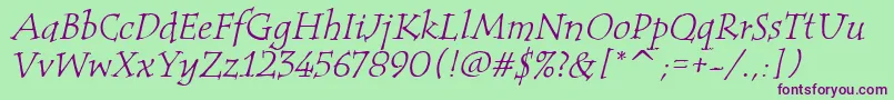 TempusItcTtItalic Font – Purple Fonts on Green Background