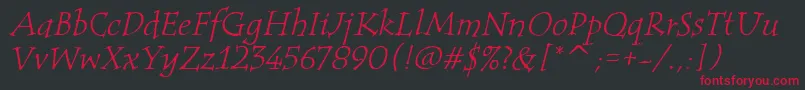 TempusItcTtItalic Font – Red Fonts on Black Background
