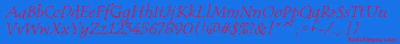 TempusItcTtItalic Font – Red Fonts on Blue Background