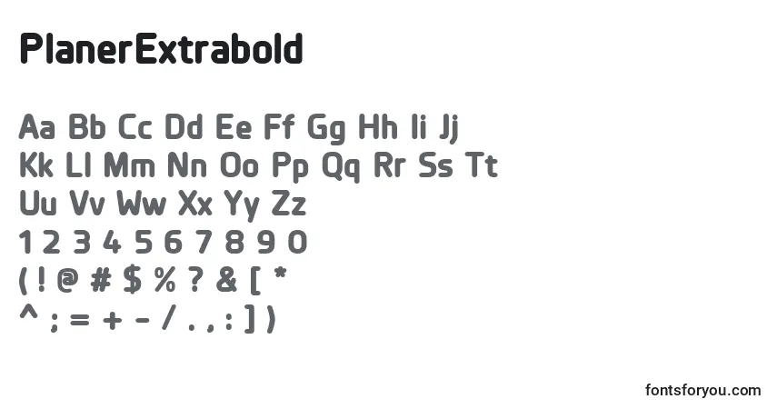Шрифт PlanerExtrabold – алфавит, цифры, специальные символы