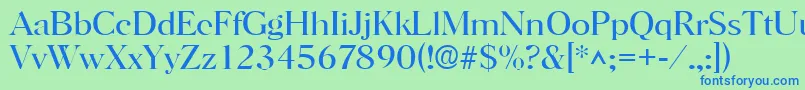 HorshamlRegular-Schriftart – Blaue Schriften auf grünem Hintergrund