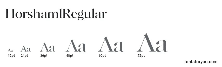 Размеры шрифта HorshamlRegular