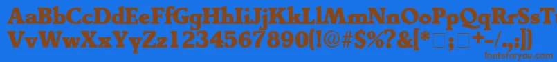 フォントTractoDisplaySsi – 茶色の文字が青い背景にあります。