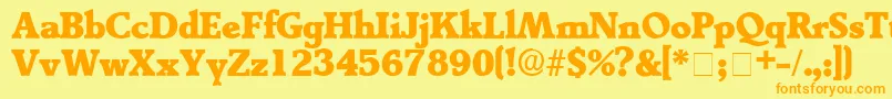フォントTractoDisplaySsi – オレンジの文字が黄色の背景にあります。