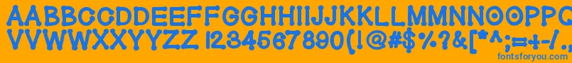 Geldoticaheavyf-Schriftart – Blaue Schriften auf orangefarbenem Hintergrund