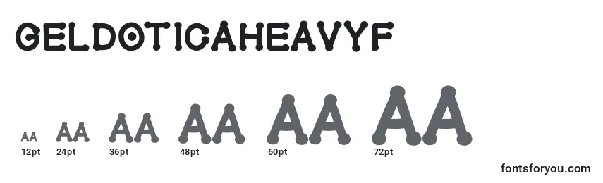 Размеры шрифта Geldoticaheavyf