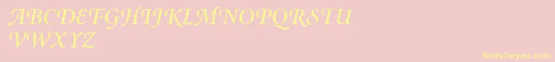 MinionSwashSemiboldItalic-Schriftart – Gelbe Schriften auf rosa Hintergrund