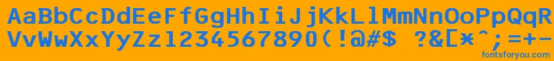 F25BankPrinter Font – Blue Fonts on Orange Background