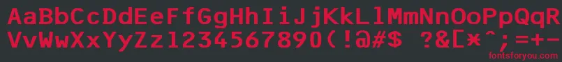 フォントF25BankPrinter – 黒い背景に赤い文字