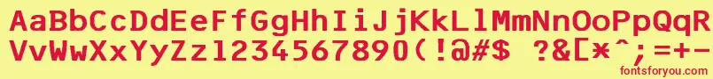 フォントF25BankPrinter – 赤い文字の黄色い背景