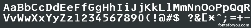 F25BankPrinter-fontti – valkoiset fontit mustalla taustalla