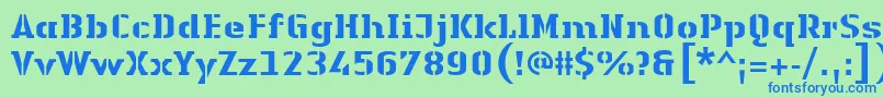 LinotypeAuthenticStencilHeavy Font – Blue Fonts on Green Background