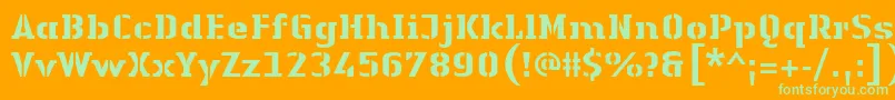 LinotypeAuthenticStencilHeavy Font – Green Fonts on Orange Background