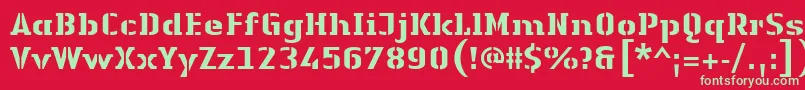 フォントLinotypeAuthenticStencilHeavy – 赤い背景に緑の文字