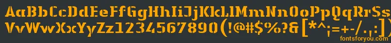 フォントLinotypeAuthenticStencilHeavy – 黒い背景にオレンジの文字